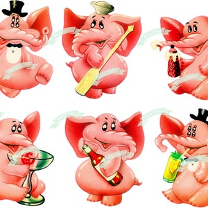 2 "-3", MUITO DIVERTIDO! O elefante está apenas se divertindo, download digital, cartão comemorativo vintage, cartões, álbum de recortes, folha de colagem vintage