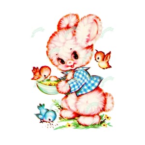 Vintage Digital download, Fluffy Bunnies, Vintage Grußkarte, Printable, Geburtstagskarten, Scrapbooking, Collage Blatt
