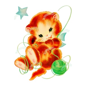 Download digitale vintage, gattino, biglietto di auguri vintage, stampabile, immagine natalizia, cartoline, scrapbooking, foglio collage vintage
