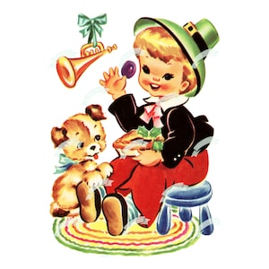 GRANDE download digital vintage, menino, cartão vintage, para impressão, cartões de aniversário, álbum de recortes, folha de colagem