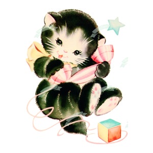 Download digital vintage, gatinho, cartão de felicitações vintage, para impressão, imagem de Natal, cartões, álbum de recortes, folha de colagem vintage