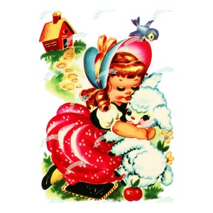 GRANDE download digital vintage, Bo Peep, cartão vintage, para impressão, cartões de aniversário, álbum de recortes, folha de colagem