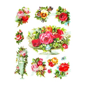 Download digital vintage, flor vintage, cartão vintage, para impressão, imagem de Natal, cartões, álbum de recortes, folha de colagem vintage