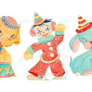 LARGE, Vintage Digital download, Circus Animals, fluffy, Vintage greeting card, Printable, image, Cards, Scrapbooking, Vintage collage sheet