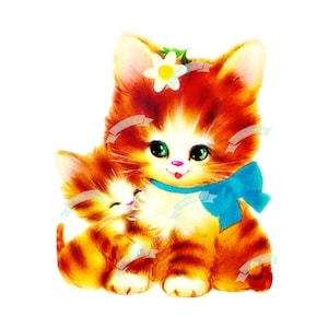 Vintage digitale download, Moederdag, pluizige Kitty, vintage wenskaart, afdrukbaar, kaarten, scrapbooking, vintage collage blad