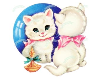 Vintage Digital download, kitty, Vintage greeting card, Printable, Cards, Scrapbooking, Vintage collage sheet
