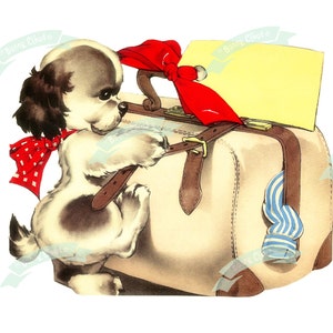 Descarga digital vintage, Vacaciones de cachorros, Tarjeta de felicitación vintage, Imprimible, Imagen navideña, Tarjetas, Scrapbooking, Hoja de collage vintage