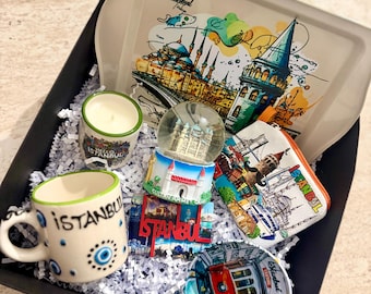 Istanbul Masalı Gift Set – Istanbul Themed Coffee Set with Snow Globe, Candle, Turkish Coffee Cup, Decorative Gift Box