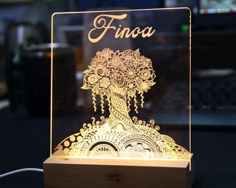 Personalized Tree of Life LED Night Light - Custom Kids Gift