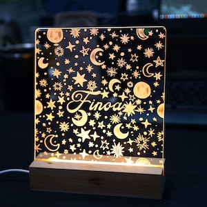 Star and Moon Night Light, Kids Nightlight, Nursery Decor, Nursery Night Light, Personalized Night Light for Kids
