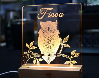 Personalized Night Owl Night Light: Kids Bedroom Decor