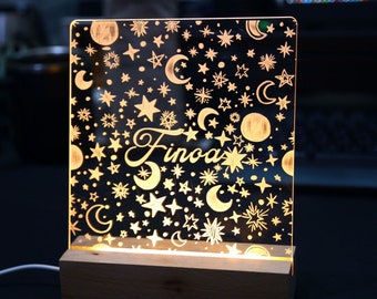 Personalized Star and Moon Night Light: Nursery Decor