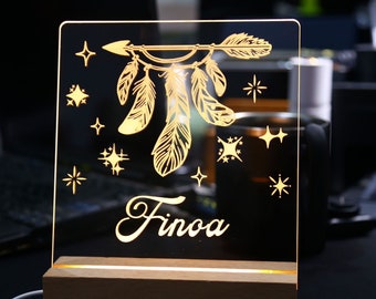 Personalized Name Night Light: Dream Catcher Nursery Decor