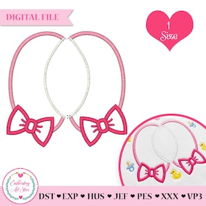 Cuello de bebé con aplique de lazo: Diseño de bordado a máquina (descarga instantánea)