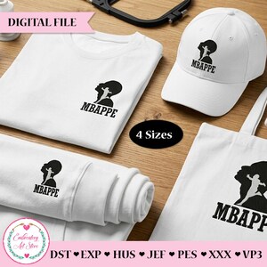 Kylian Mbappe Embroidery Design: Football Silhouette (Digital Download)