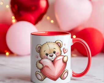 Valentinstag Teddybär-Tasse, Romantische Kaffeetasse für Paare, Süßes Liebesgeschenk für Sie oder Ihn, Geschenk zum Jahrestag, Geschenk Galentine