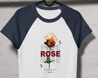 Women’s Micro Rib Raglan Baby Tee | Slim Fit Crop T-Shirt | Soft Stretch Top