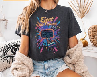 Retro cassetteshirt 80s muziekliefhebber cadeau kleurrijke retro top jaren 90 muziek shirt grappig tape-shirt Old School Music-T-shirt cassettebandje