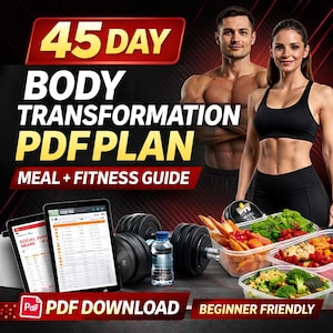 45-Tage Body Transformation Guide | Home Workouts & Essensplan (PDF)