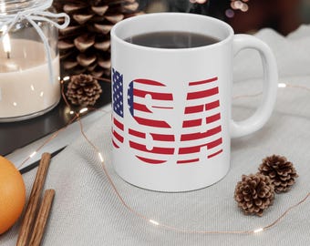 USA Keramikbecher - Vaterländische Flagge Kaffeetasse, US Flagge Teetasse, Rot Weiß Blau Trinkgefäß, Geschenk zum Unabhängigkeitstag