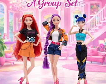 Kpop Demon Hunters 11.8-inch Poseable Action Dolls, 18pcs Huntrix Doll Clothes Collection