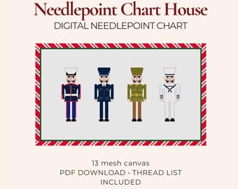 Militär Candycane Nussknacker Weihnachten Vorlage Nadelspitzen Vorlage, PDF, 13 Maschen Nadelspitzen Muster, Lendenkissen Download