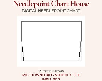 Large Christmas Stocking Topper Template Needlepoint PDF and STITCHLY File, 13 Mesh Digital Needlepoint Pattern, Stocking Canvas Download