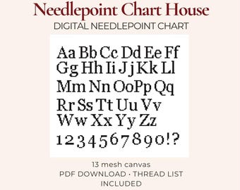 Alphabet 20 Font Georgia Vorlage Nadelspitzenmuster PDF, 13 Mesh Digitales Nadelspitzenmuster, Alphabet Leinwand Download