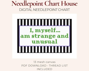 Strange and Unusual Needlepoint Chart PDF | Beetlejuice Inspired | Halloween Digital Pattern 13 Mesh Canvas