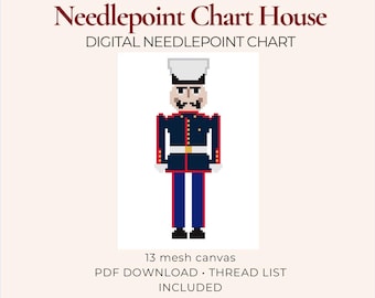 Marine Nussknacker Vorlage Nadelspitzen Vorlage, PDF Vorlage, 13 Maschen Nadelspitzen Muster, Weihnachten als Download
