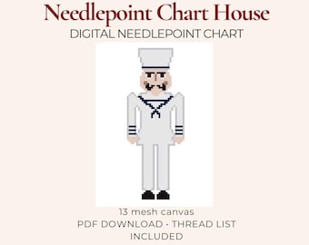 Navy Nussknacker Vorlage Nadelspitzen Vorlage, 13 Maschen Nadelspitzen Muster, Weihnachten als Download
