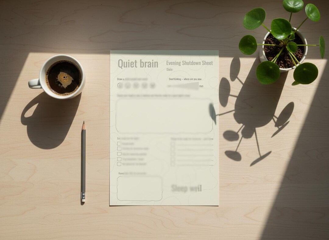 Evening Shutdown – Printable Daily Sheet for Calm, Reflection & Mental ...