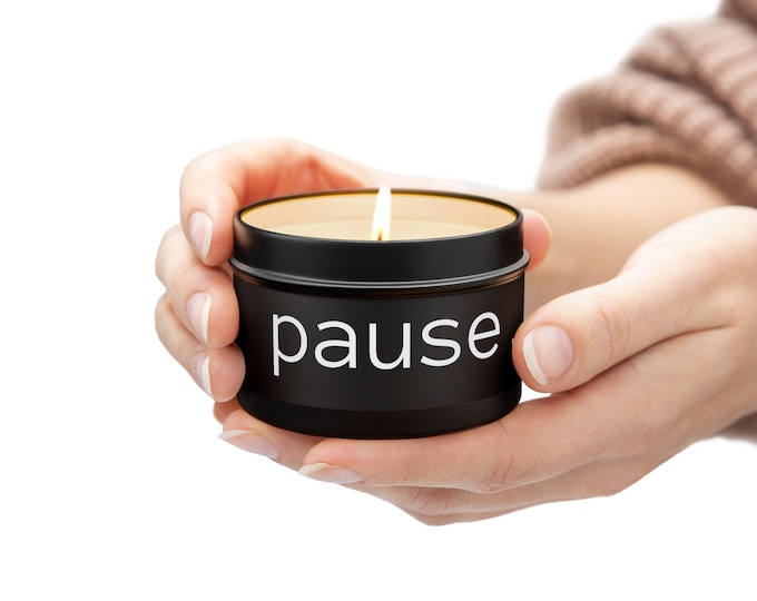 Mini Candle - PAUSE word Candle - Mindful Candle Mantra