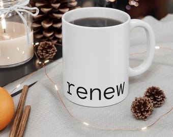 RENEW mug | minimalist typography ceramic coffee cup