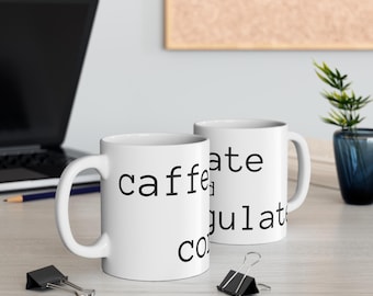 Caffeinate and Coregulate  Mug  Minimalist Word Mindful Mug  ceramic coffee tea cup
