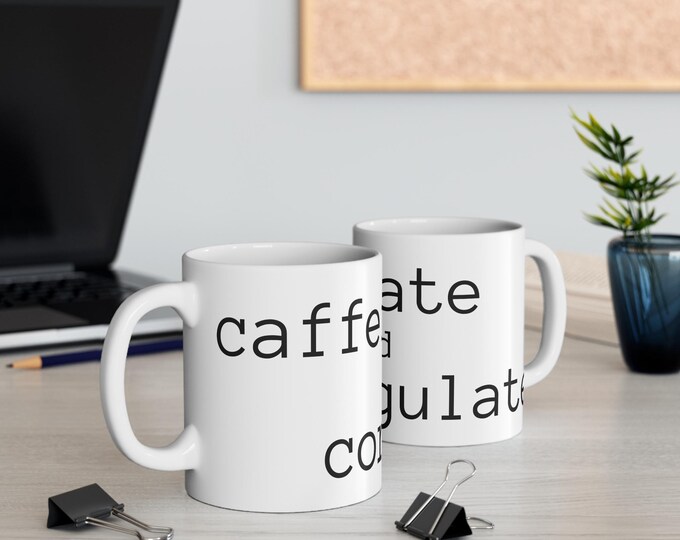 Caffeinate and Coregulate  Mug  Minimalist Word Mindful Mug  ceramic coffee tea cup