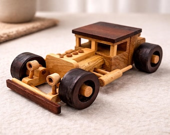 Wooden Hot Rod Toy Car – Handmade Muscle Car | Vintage Style Wood Vehicle