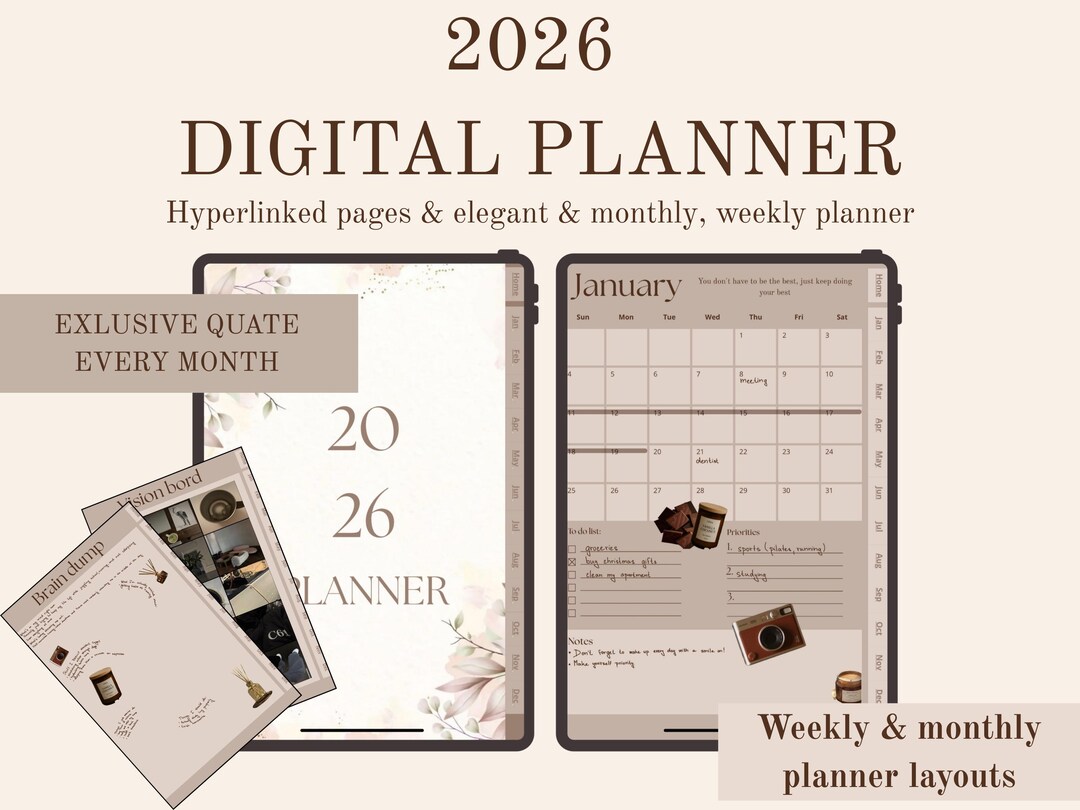 2026 Digital Planner Goodnotes | Hyperlinked Daily Weekly Monthly ...