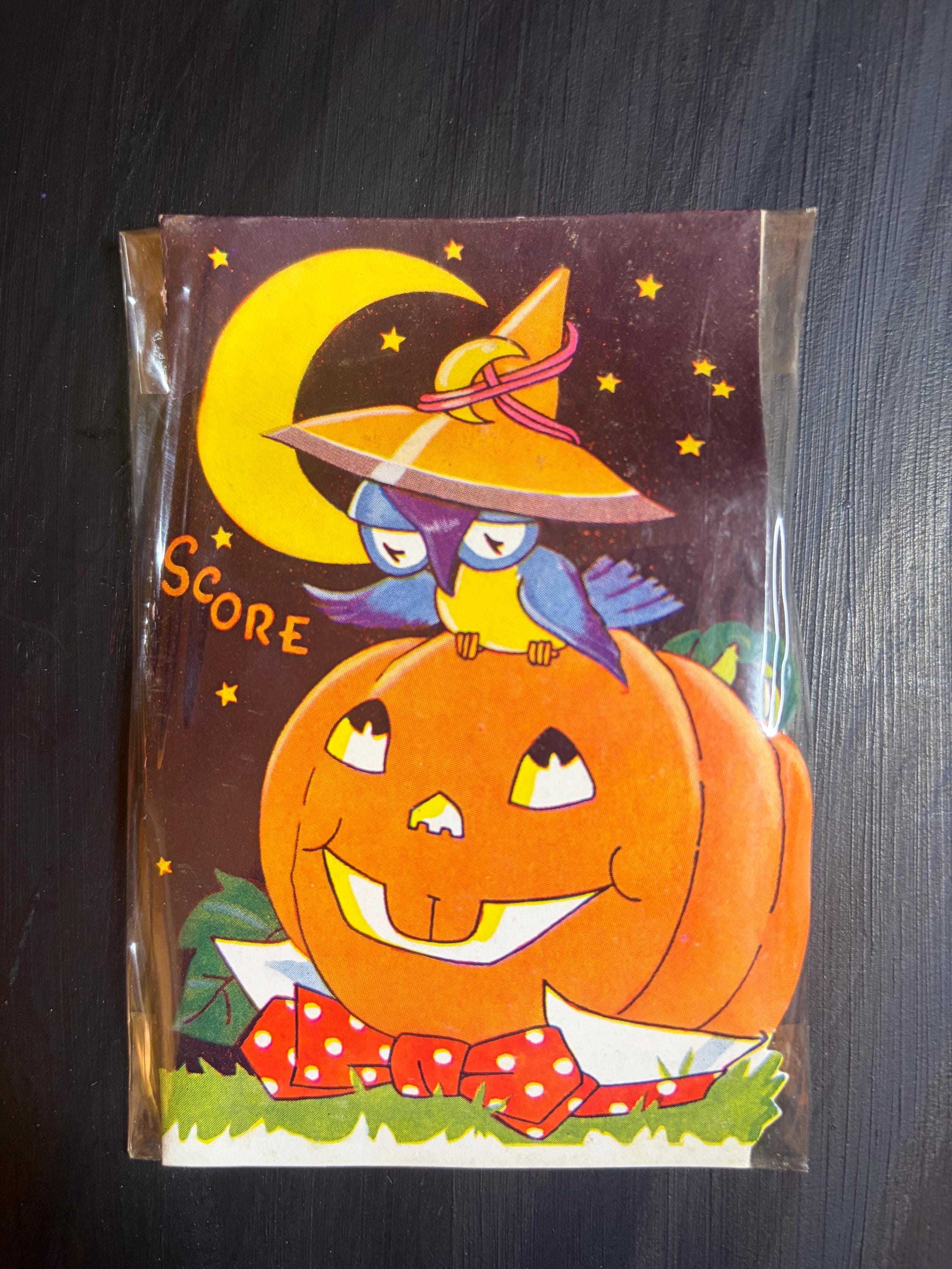 Vintage Halloween Owl Pumpkin Score Card (Unused Ephemera)