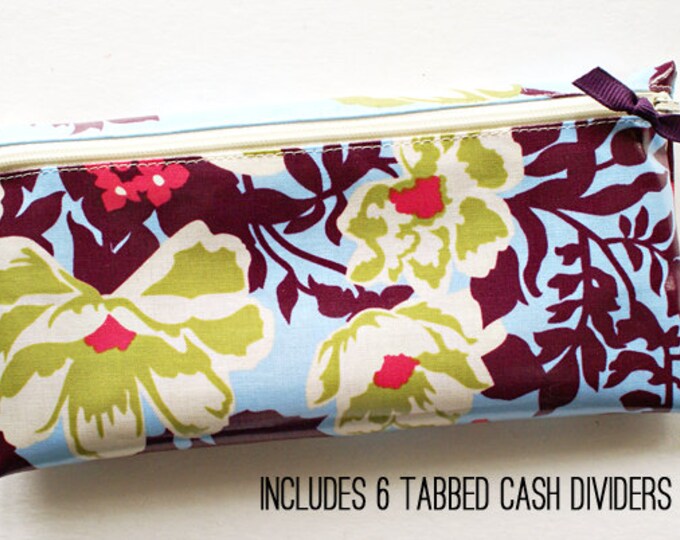 Cash Envelope Wallet With 6 Tabbed Dividers Blue, Purple, Green, Rose