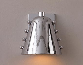 Polished Chrome Wall Sconce, Modern Chrome Wall Light, Handmade Bathroom Vanity Light, Bedroom Bedside Wall Lamp Fixture