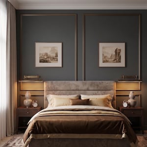 Solid brass LED picture light with antique patina finish mounted above artwork.