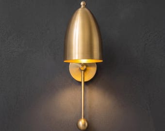 Modern Brass Wall Sconce, Bedside Reading Lamp, Bedroom Light Fixture, Hallway Lighting, Hardwired Wall Mount, Handmade