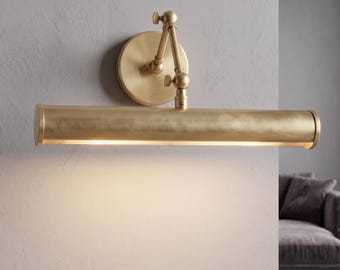 Brass Picture Light, Adjustable Artwork Lamp, Gallery Wall Fixture, Vanity Mirror Sconce, LED Painting Illuminator, Modern Decor