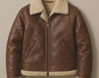 Chaqueta bomber de piel sintética marrón: prenda de abrigo de estilo urbano vintage.