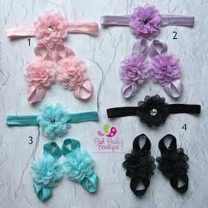 YOU PICK 1 Headband and barefoot sandal set,Baby Sandal & Baby Headband Set. Baby Sandals. Barefoot Sandals. Baby Shoes. Newborn Headband.