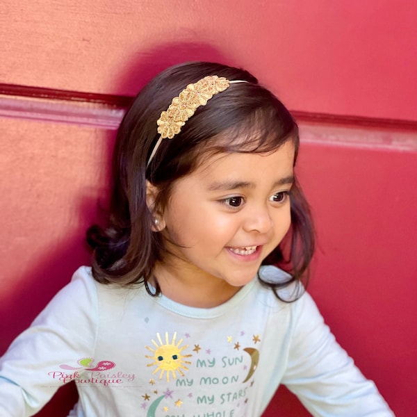 Light Gold Headband - Gold Infant Headband - Baby Girl Headbands- Newborn Headband -Hair Accessories-- Gold Hair Bows - Baby Bows - Wedding