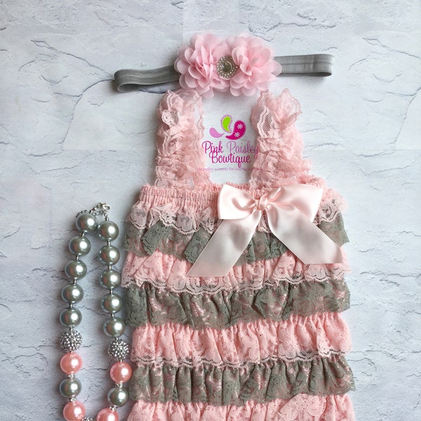 SALE Baby Romper,Petti Romper, Birthday Romper, Lace Romper,Ruffle Romper,Petti Lace Romper,Baby Girl Outfit, 1st Birthday Outfit. 2 PC Set