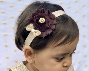 Bandeau bébé marron. Arcs de cheveux d’automne. Cadeau de fête de naissance. Arcs de cheveux bruns pour nouveau-nés. Accessoires pour cheveux de bébé Noeuds pour cheveux de bébé, noeuds pour bébé noeud pour bébé fille