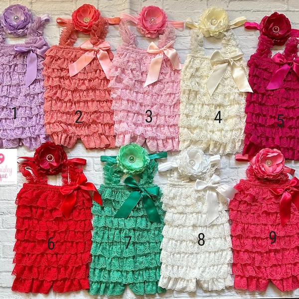 Set pagliaccetto in pizzo per bambina e fascia per capelli da 2 pezzi, vestito per il primo compleanno della neonata, vestito di Pasqua, vestito di Pasqua, pagliaccetto per bambino, vestito da Smash torta